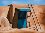 turquoise door and ladder at the Taos Pueblo