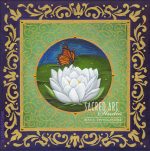 white lotus with butterfly inside mandala