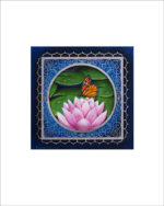 pink lotus with monarch butterfly mandala