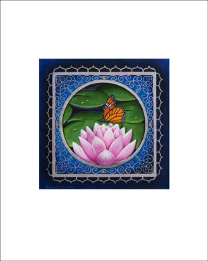 pink lotus with monarch butterfly mandala