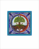 nordic tree of life with swans and stags